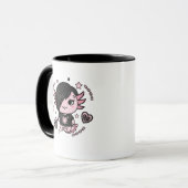 Goth E-Girl Axolotl with Pink Chains and Hearts Tasse (Vorderseite Links)