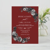 Goth Elegante Black Watercolor Blume Rose Einladung (Stehend Vorderseite)