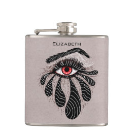 Goth Eye Ink Zeichnend Tattoo Art Flask Flachmann
