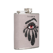 Goth Eye Ink Zeichnend Tattoo Art Flask Flachmann (Rechts)