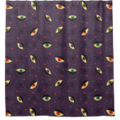 Goth Eyes Witchy Lila Pattern Occult Duschvorhang (Vorderseite)