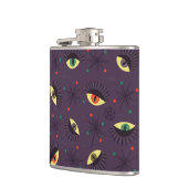 Goth Eyes Witchy Lila Pattern Occult Flachmann (Links)