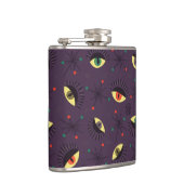 Goth Eyes Witchy Lila Pattern Occult Flachmann (Rechts)