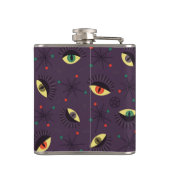 Goth Eyes Witchy Lila Pattern Occult Flachmann (Rückseite)