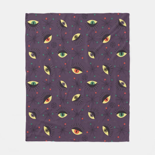 Goth Eyes Witchy Lila Pattern Occult Fleecedecke (Vorderseite)
