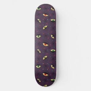 Goth Eyes Witchy Lila Pattern Occult Skateboard