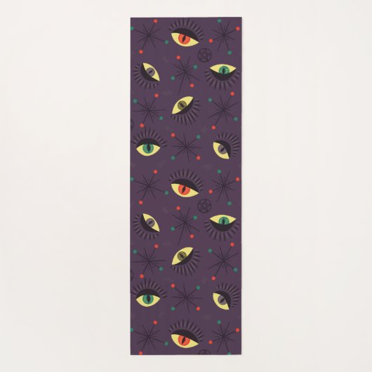 Goth Eyes Witchy Lila Pattern Occult Yogamatte (Rückseite)