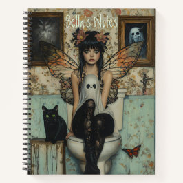 Goth Fairy & Ghost Sitting auf Toilette Quirky Cus Notizblock