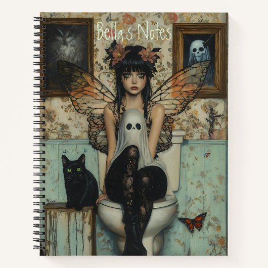 Goth Fairy & Ghost Sitting auf Toilette Quirky Cus Notizblock (Vorderseite)