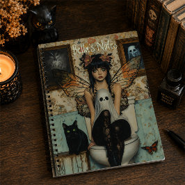 Goth Fairy & Ghost Sitting auf Toilette Quirky Cus Notizblock