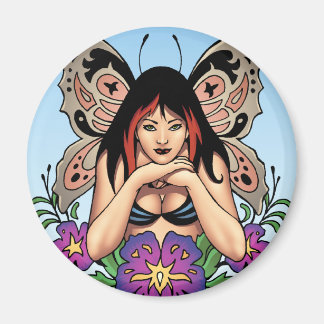 Goth Fairy mit Blume, Butterfly Wings by Al Rio Magnet