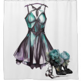 Goth Fashion | Aquamarines Kleid mit Heelsen Duschvorhang (Vorderseite)