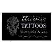Goth Filigree Skull Tatoo Studio Magnetische Visitenkarte (Vorderseite)
