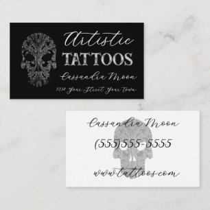 Goth Filigree Skull Tatoo Studio Visitenkarte