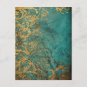 Goth Floral Aquamarin und Gold Begleitkarte (Rückseite)