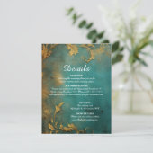 Goth Floral Aquamarin und Gold Begleitkarte (Stehend Vorderseite)