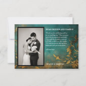 Goth Floral aquamarin und Gold Dankeskarte (Rückseite)