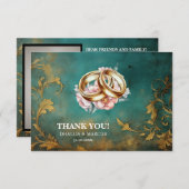 Goth Floral aquamarin und Gold Dankeskarte (Vorne/Hinten)