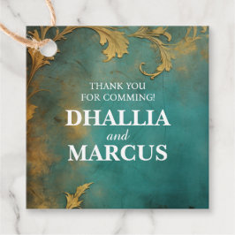 Goth Floral Aquamarin und Gold Geschenkanhänger