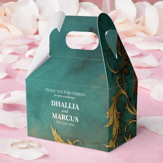 Goth Floral Aquamarin und Gold Geschenkschachtel (Hochzeit)