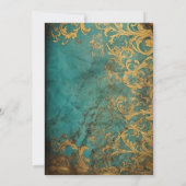 Goth Floral Aquamarin und Gold Save The Date (Rückseite)