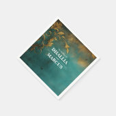 Goth Floral Aquamarin und Gold Serviette (Ecke)