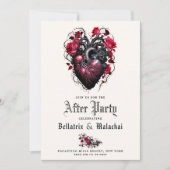 Goth Floral Heart Crimson Cherry nach Party Save The Date (Vorderseite)