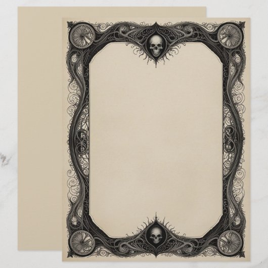 Goth Frame mit Skullen Briefbogen (Vorne/Hinten)