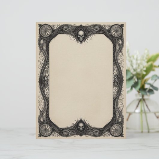 Goth Frame mit Skullen Briefbogen (Stehend Vorderseite)