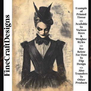 Goth-Frau, Vintage-Victorian-Kleid BC3-Decoupage Seidenpapier