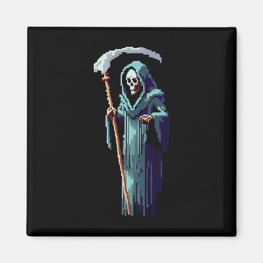 Goth Gamer 8 Bit Pixel Art Video Game Grim Reaper  Magnet (Vorne)