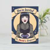 Goth Gamer Girl Sleepover Einladung (Stehend Vorderseite)