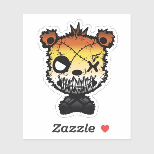 Goth Gay Bear Pride Flag farbiger Bär Aufkleber (Blatt)