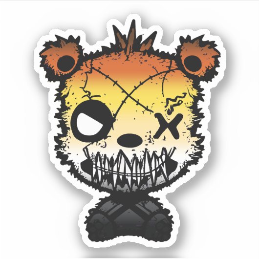 Goth Gay Bear Pride Flag farbiger Bär Aufkleber (Vorderseite)