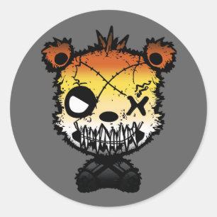 Goth Gay Bear Stolzflagge Farbbär Runder Aufkleber