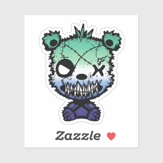 Goth Gay MLM Flag farbiger Bär Aufkleber (Blatt)