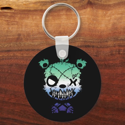 Goth Gay MLM Flag farbiger Bär Schlüsselanhänger (Vorderseite)