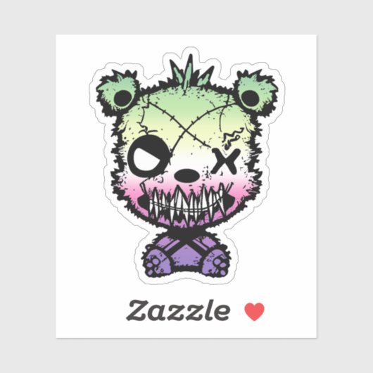 Goth Genderfade Pride Flag farbiger Bär Aufkleber (Blatt)