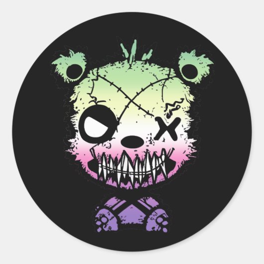 Goth Genderfade Pride Flag farbiger Bär Runder Aufkleber (Vorderseite)