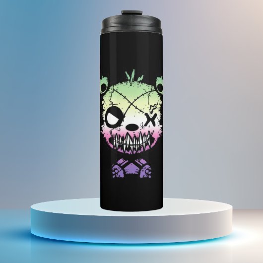 Goth Genderfade Pride Flag farbiger Bär Thermosbecher