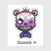 Goth Genderfluid Pride Flag farbiger Bär Aufkleber (Blatt)