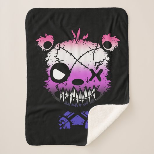 Goth Genderfluid Pride Flag farbiger Bär Sherpadecke (Vorderseite)