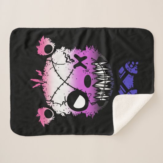 Goth Genderfluid Pride Flag farbiger Bär Sherpadecke (Vorderseite (Horizontal))