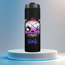 Goth Genderfluid Pride Flag farbiger Bär Thermosbecher