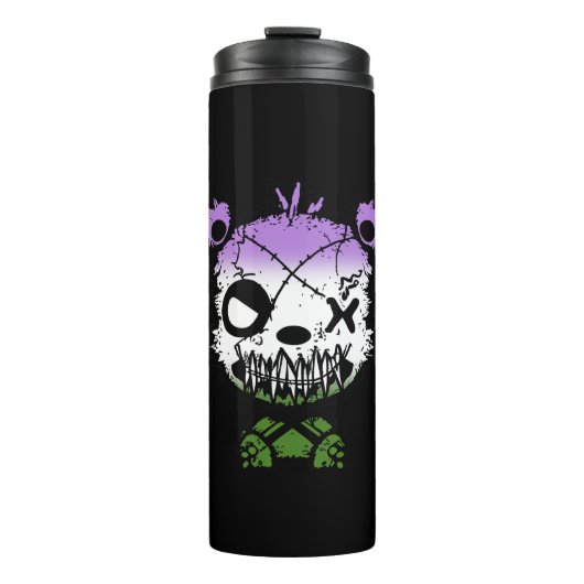 Goth Genderqueer Pride Flag farbiger Bär Thermosbecher (Vorderseite)