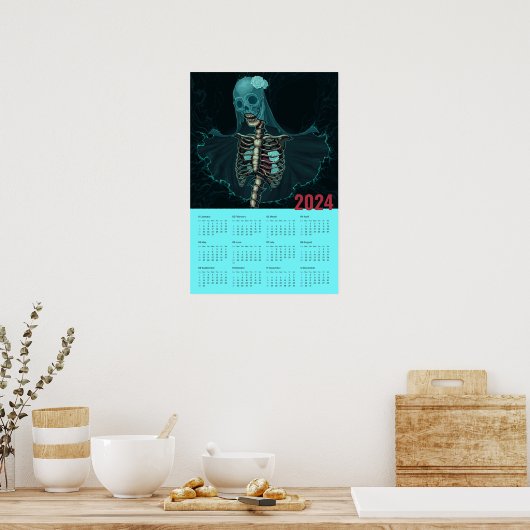 Goth Ghost Wall Calendar 2024 Poster (Küche)