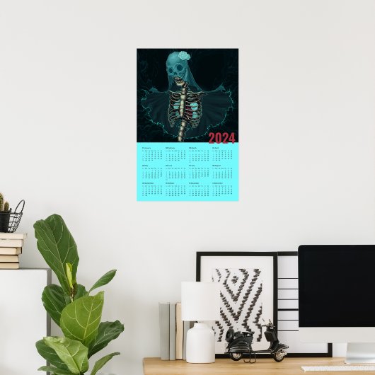 Goth Ghost Wall Calendar 2024 Poster (Heimbüro)
