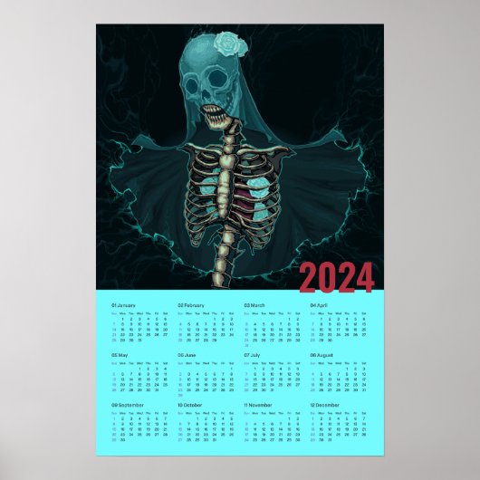 Goth Ghost Wall Calendar 2024 Poster (Vorne)