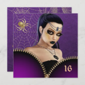 Goth Girl 16 . Geburtstag Einladung (Vorne/Hinten)