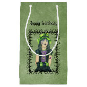 Goth Girl Black Barbed Branch Frame Green Geburtst Kleine Geschenktüte (Vorderseite)